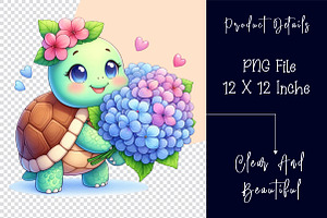 Baby Turtle Clipart Flowers Clipart