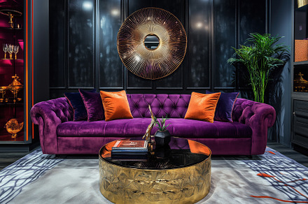 A luxurious Hollywood Glam interior design style living room featuring a plush, an Arts & Entertainment Photo by Textures & Backgrounds