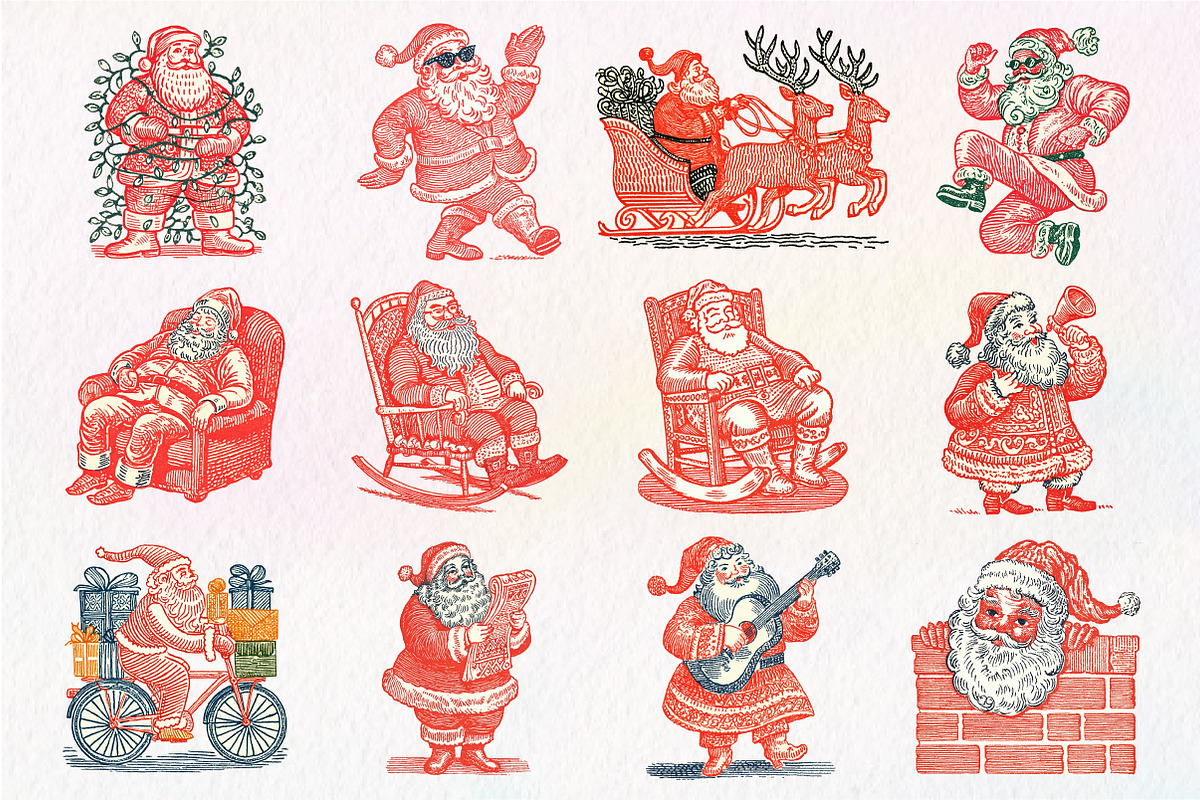 Hand-Drawn Santa Christmas Clipart, an Illustration by Dream Creation (Photo 2 of 4)
