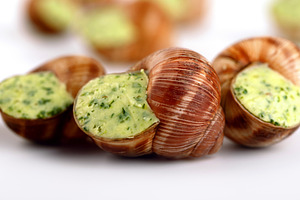 Close-up of gourmet escargot filled with fresh herb butter, pres, a Food & Drink Photo by Ales Munt