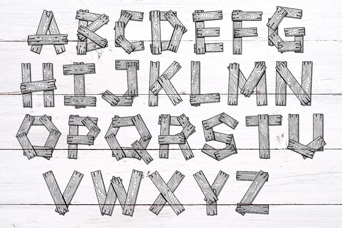 Wooden Plank Alphabet Letter, a Symbol Font by Graphixmania (Photo 2 of 4)