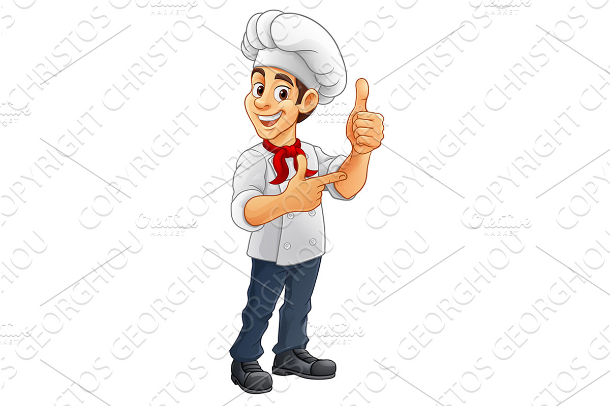 Chef Baker Cook Cartoon Man Thumbs, a Person Illustration by Christos Georghiou