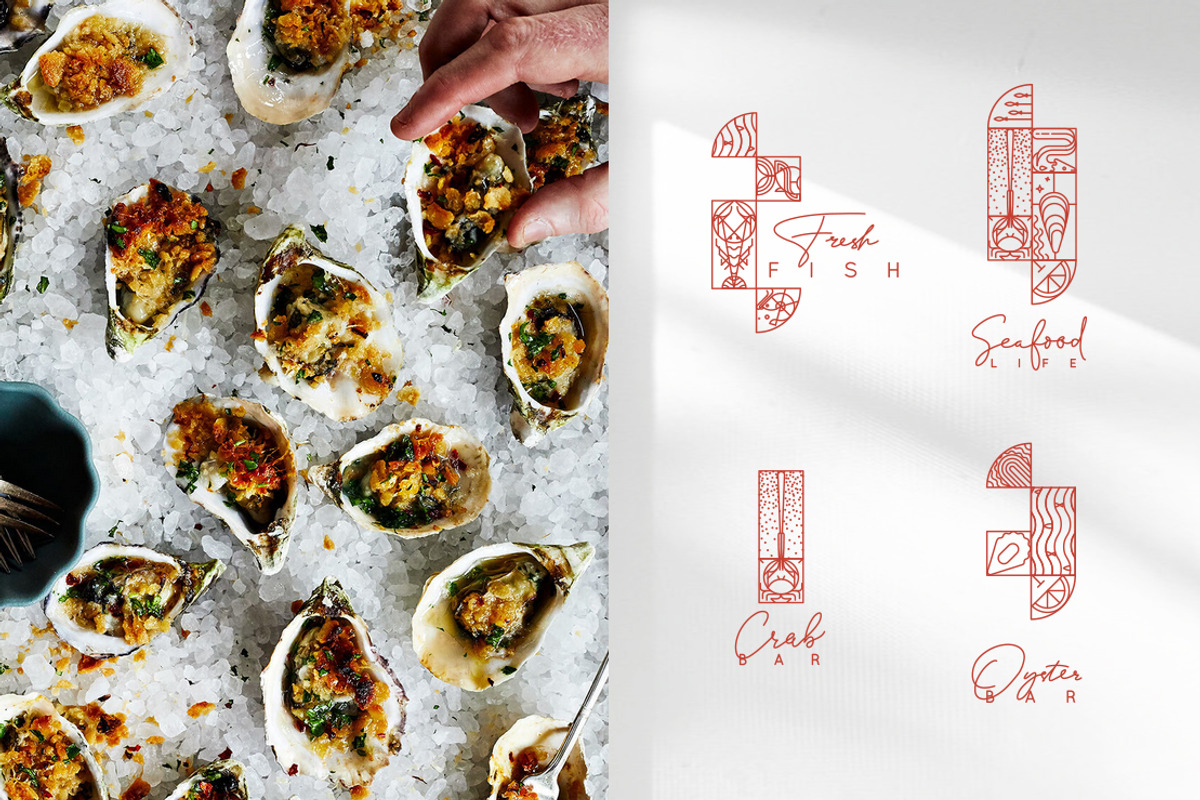 Modern Art Deco Seafood Art, an Outline Icon by Anna (Photo 5 of 6)