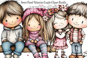 Sweet Pastel Valentine Couple Clipar, an Illustration by SinaCreation (Thumbnail 1 of 6)