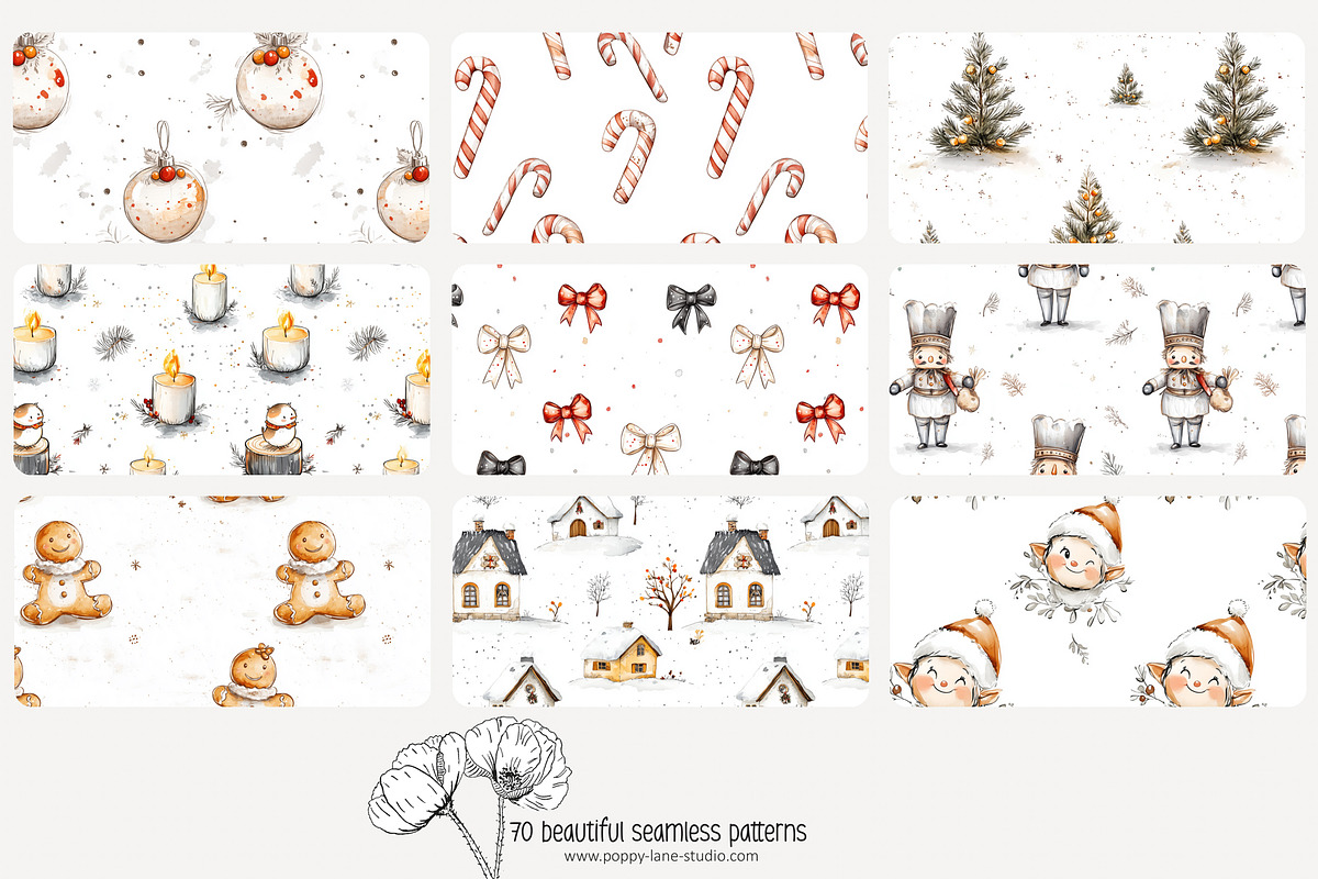 70 white Christmas seamless pattern, a Pattern Graphic by Poppy Lane Studio (Photo 3 of 10)