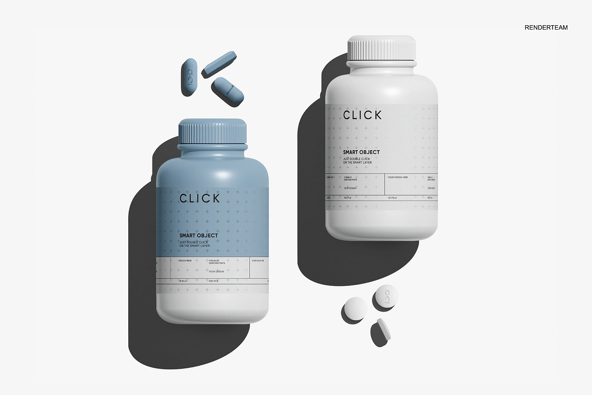 Pills and Bottle Mockup Set, a Packaging Mockup by Renderteam (Photo 13 of 14)