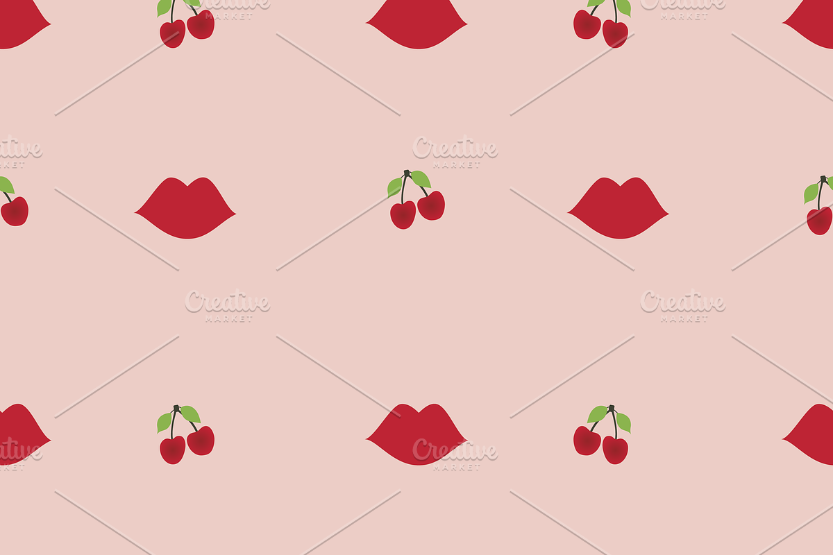 Cherry, Daisy, Lips, Seamless 10 pk, a Pattern Graphic by Amy Lynn Grover (Photo 6 of 10)