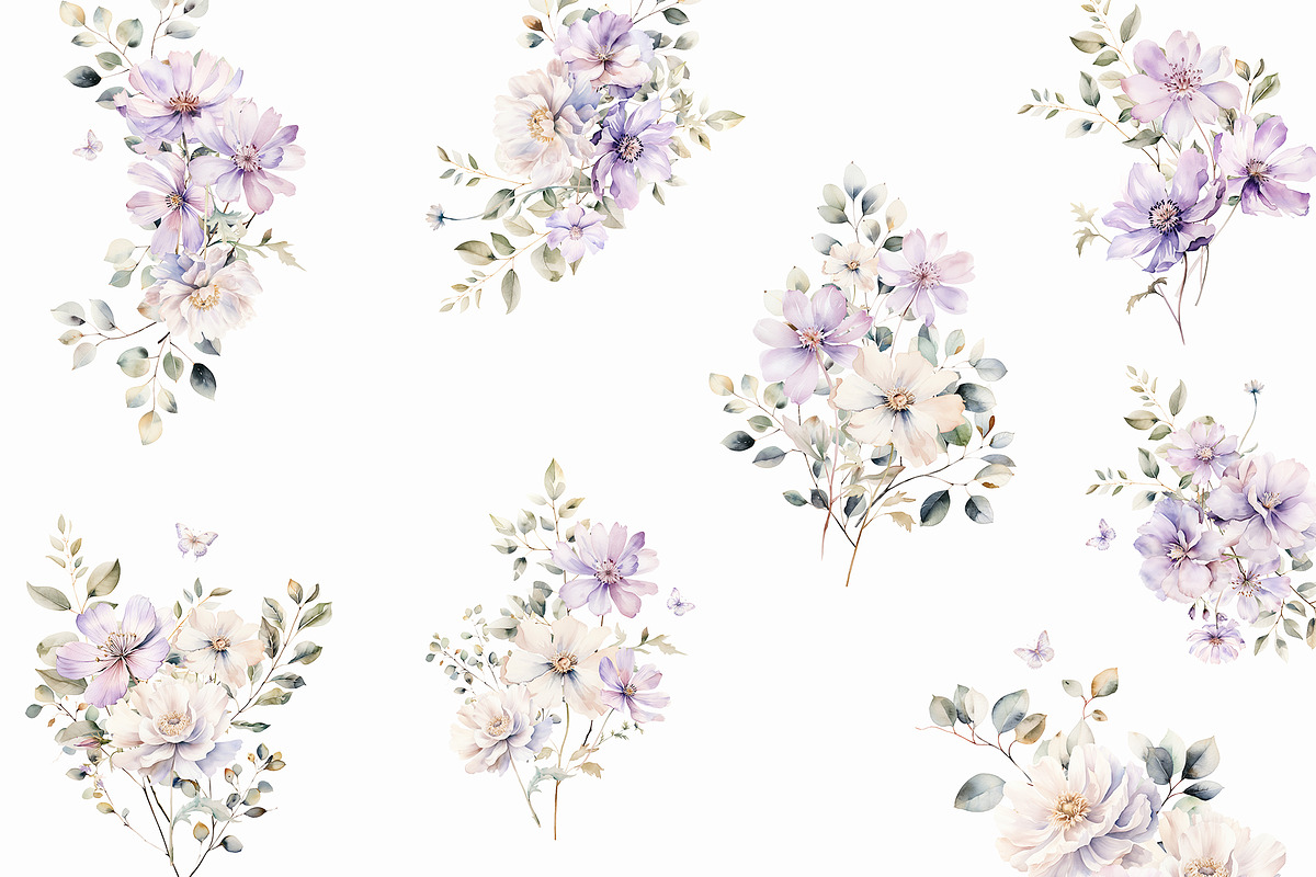 Dreamy Florals Watercolor Clipart, a Decorative Illustration by Altea Design Studio (Photo 4 of 19)