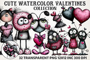 Cute Watercolor Valentines Clipart B, an Illustration by RobertsArt (Thumbnail 1 of 7)