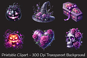 Halloween & Purple Roses Clipart, an Illustration by RobertsArt (Thumbnail 5 of 7)