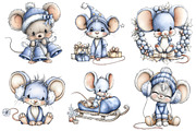 Christmas Cute Mice Clipart Bundle, an Illustration by Pixels.Craft (Thumbnail 5 of 6)