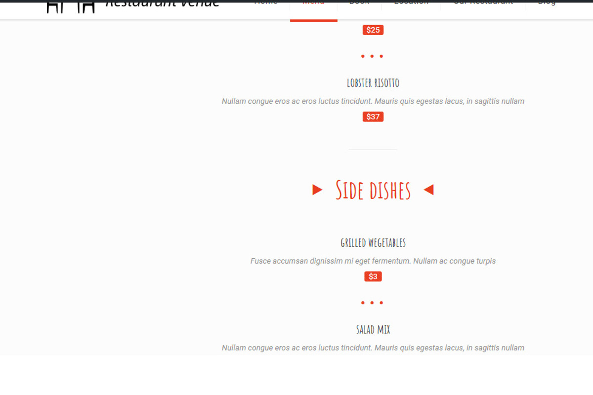 Restaurant Venue, a WordPress Template by WPICODE (Photo 5 of 8)