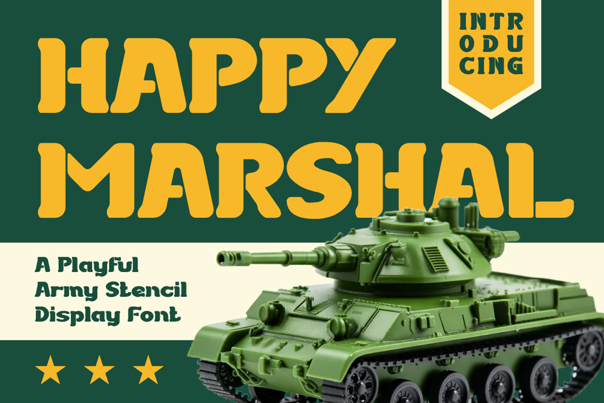 Happy Marshal Playful Army Stencil F, a Font by PutraCetol Studio (Photo 1 of 5)
