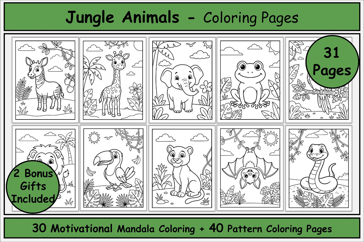 Jungle Animals Coloring Book, an Animal Illustration by Lamia Emad (Photo 1 of 5)