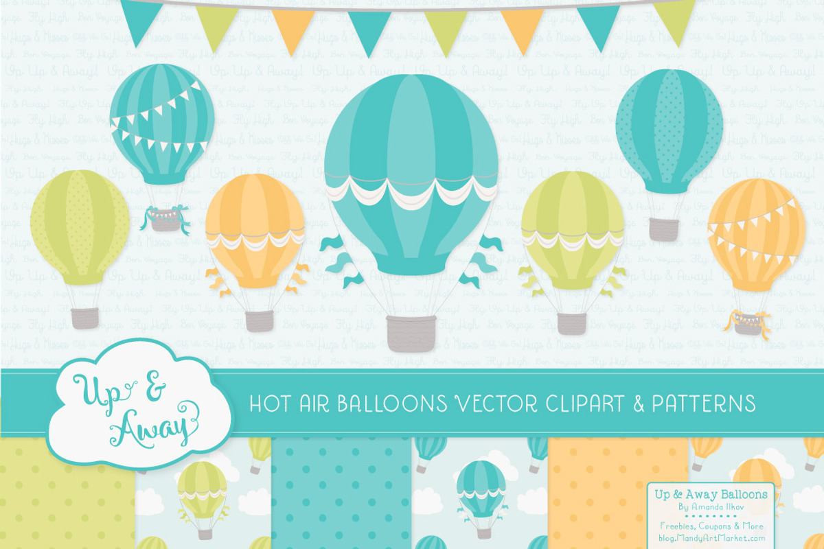 Boys Hot Air Balloons Vectors, an Illustration by Amanda Ilkov (Photo 1 of 5)
