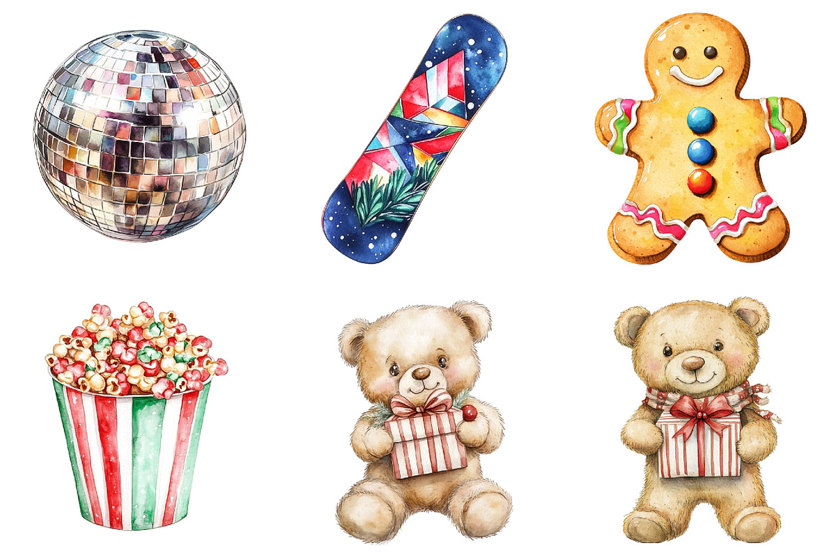 90s Retro Christmas Clipart, a Seasonal Illustration by CitraGraphics (Photo 2 of 10)