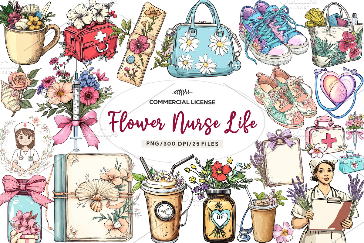 Flower Nurse Life Coquette Coastal, an Illustration by CreationArt (Photo 1 of 8)