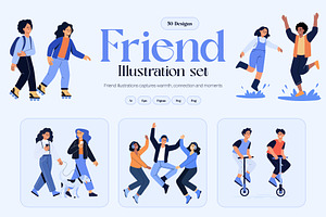 Friends Illustration Art Set, a Person Illustration by Brickclay