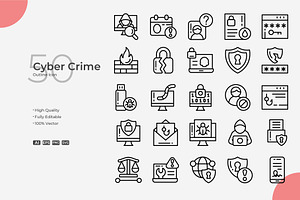 Cyber Crime Outline Icons, an Outline Icon by Bloodline