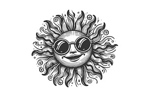 Smiling Sun Wearing Sunglasses, an Illustration by AlexArt