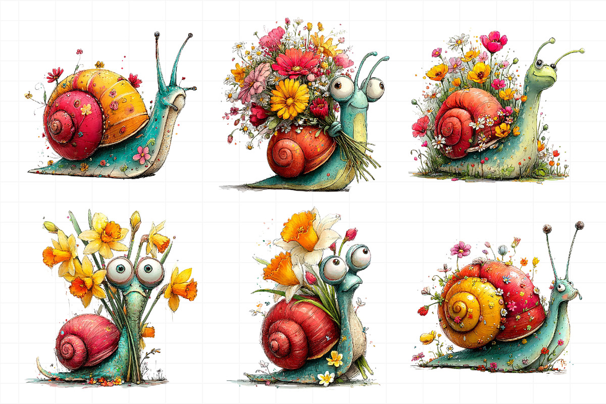 Whimsical Spring Snail Clipart, an Illustration by Daily.Designs (Photo 7 of 8)