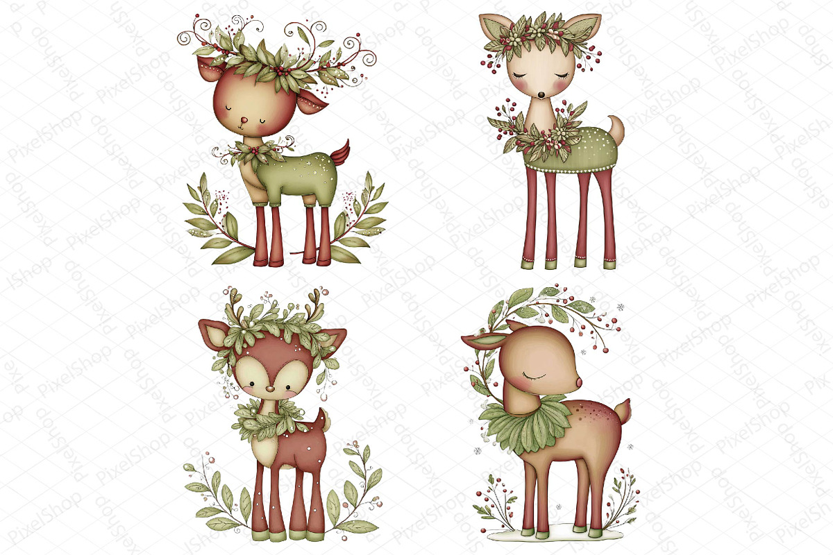 Whimsical Christmas Animals Clipart, an Illustration by DreamPrint404 (Photo 5 of 6)