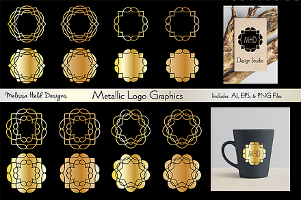 Metallic Logo Graphics, an Outline Icon by Melissa Held Designs