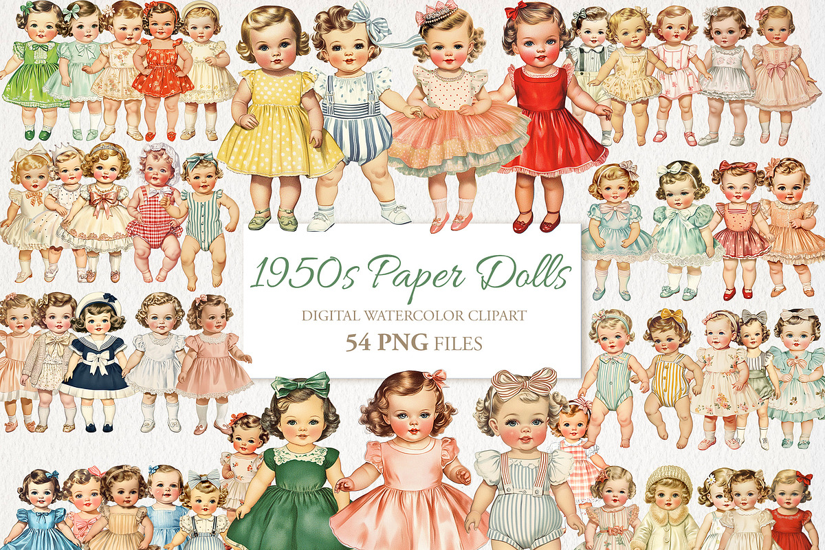 1950s Paper Dolls Clipart 54 PNG, a Person Illustration by EleSArtDesign (Photo 1 of 4)