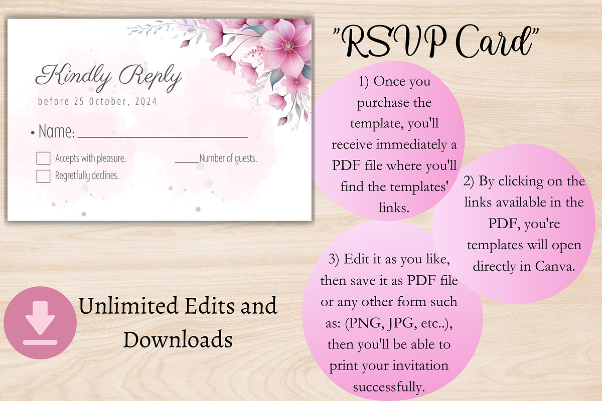 Pink Floral Wedding Invitation, an Invitation Template by Talentex Invitations (Photo 4 of 4)