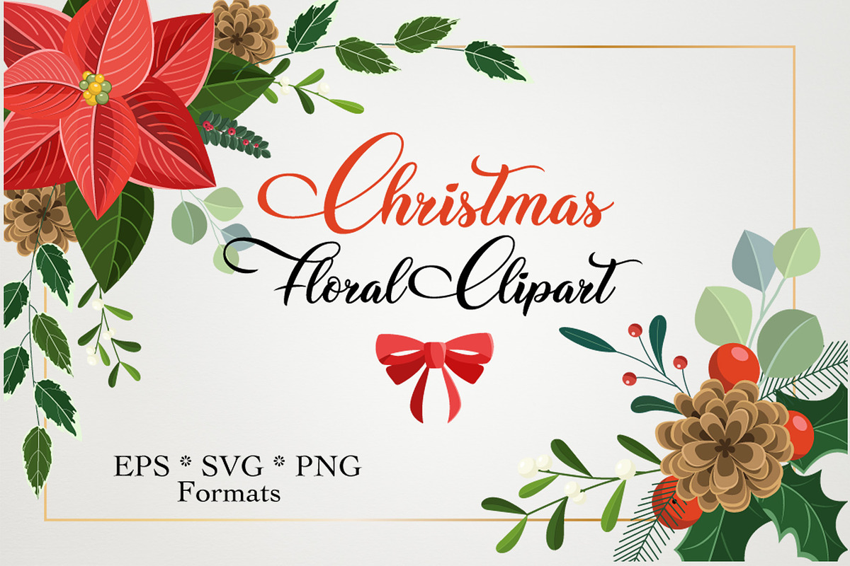 Christmas Vector Floral Clipart ., a Background Graphic by NinaBrai (Photo 1 of 8)
