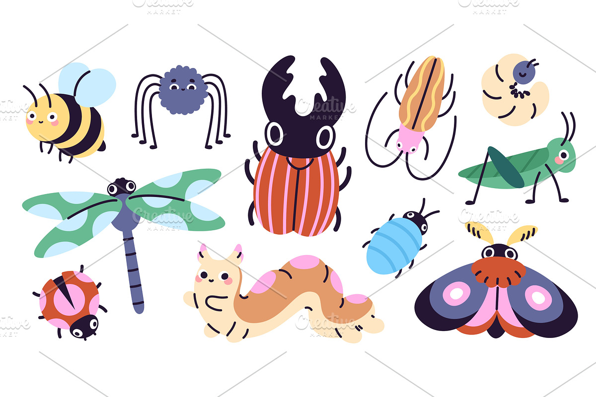 Insects doodle style. Funny funky, an Animal Illustration by LadadikArt