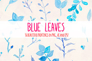 Delicate Blue Leaves Watercolors, a Decorative Illustration by Violet LeBeaux (Thumbnail 1 of 3)