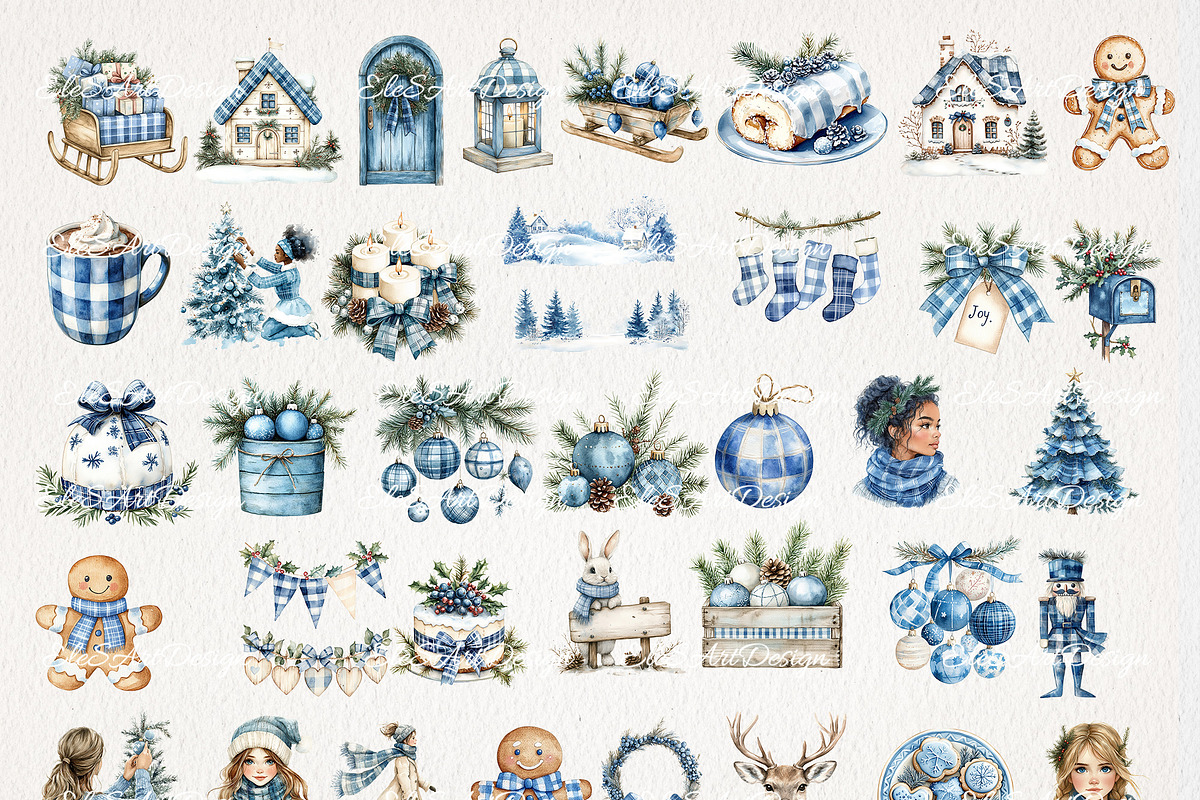Blue Christmas Clipart 76 PNG, a Seasonal Illustration by EleSArtDesign (Photo 3 of 6)