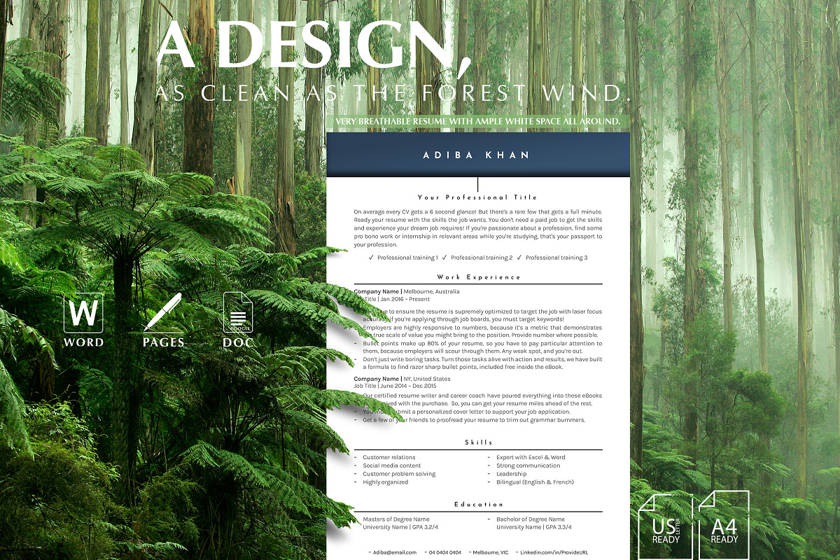 Minimalist Resume Template, CV Word, a Resume Template by Career Canvas (Photo 2 of 11)