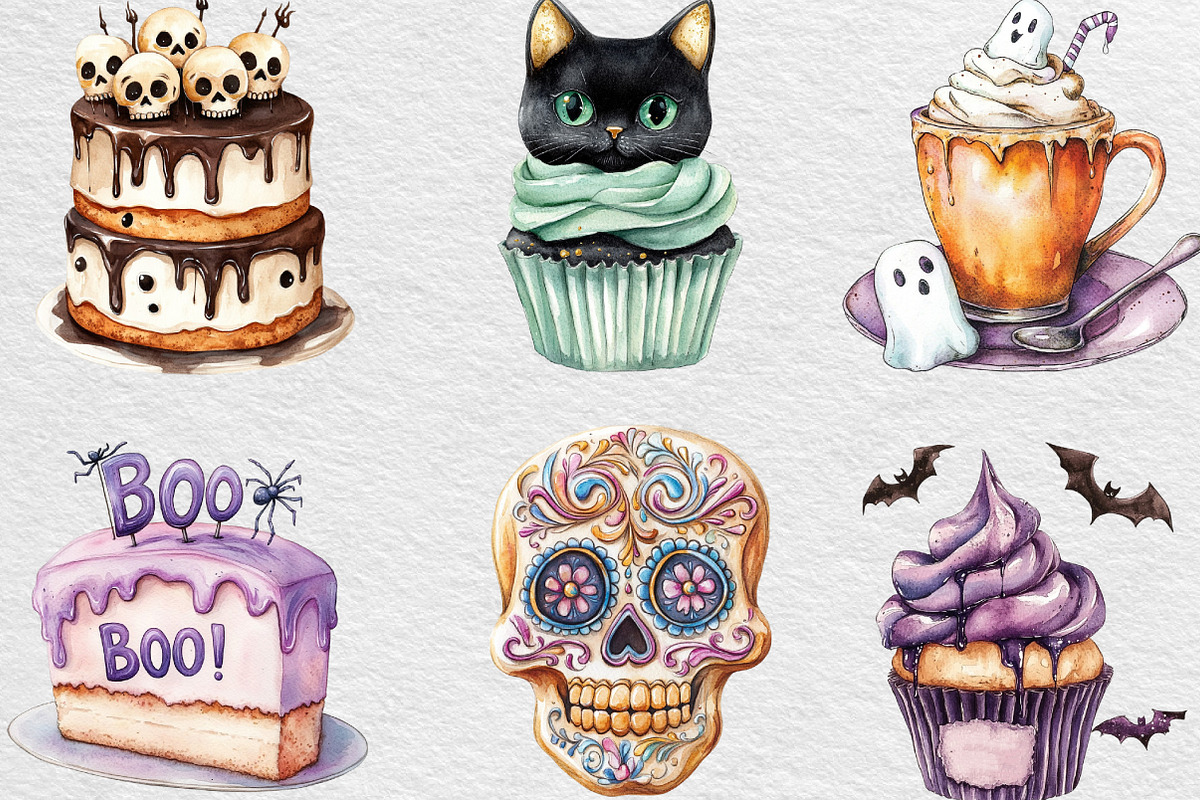 Halloween Spooky Bakery Clipart, an Illustration by Black Bird Studio (Photo 6 of 6)