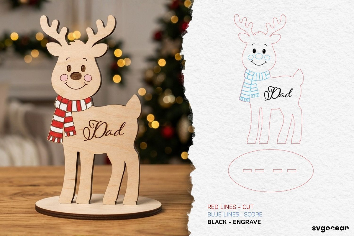 Christmas Reindeer Family SVG Bundle, a Decorative Illustration by svgocean (Photo 5 of 13)