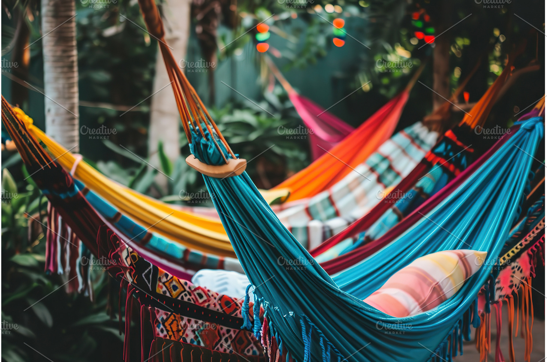 Colorful Hammocks in a Tropical, a Sports & Recreation Photo by Lermont51