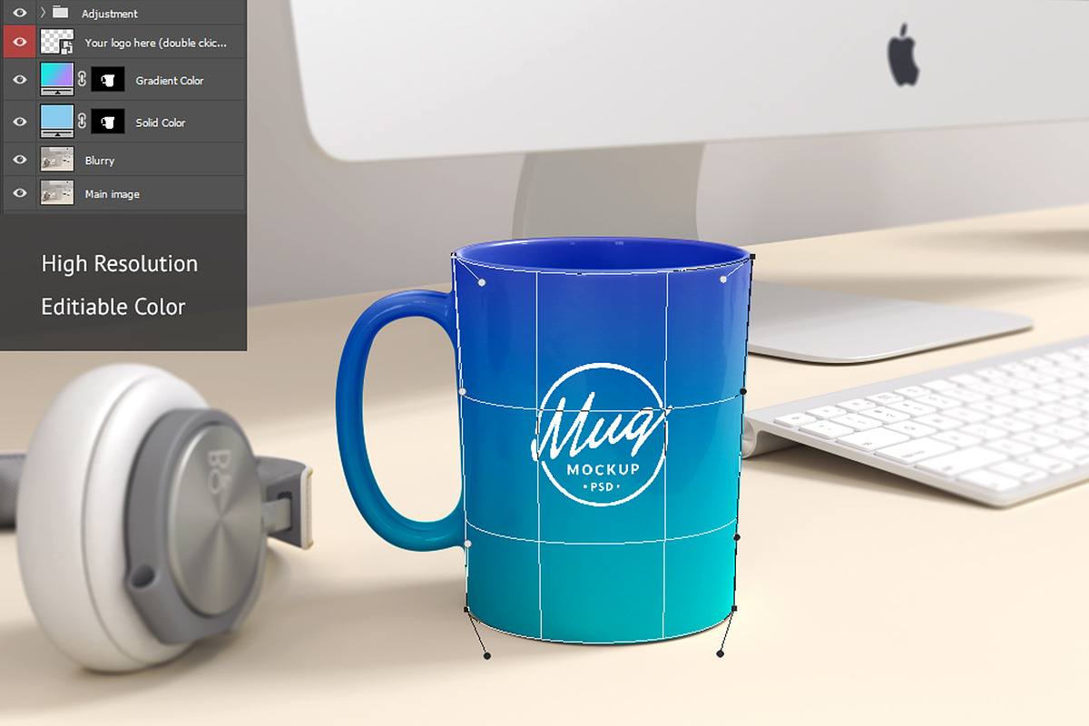 Coffee Mug Mockup on Workspace, a Cups & Container Mockup by Designrepos (Photo 4 of 4)