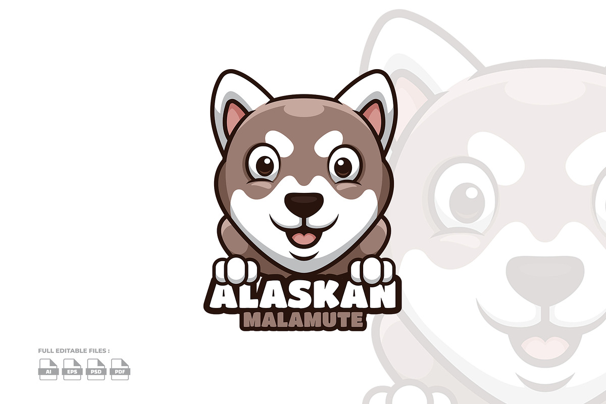 Alaskan Malamute Pet Cartoon Logo, a Templates & Theme by Gumrega Studio