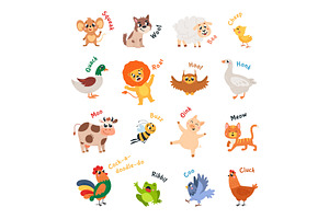 Animal sounds. What sound making, an Animal Illustration by LadadikArt