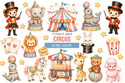Watercolor Circus Animals Clipart, an Animal Illustration by Villa 11 Estudio (Thumbnail 1 of 6)