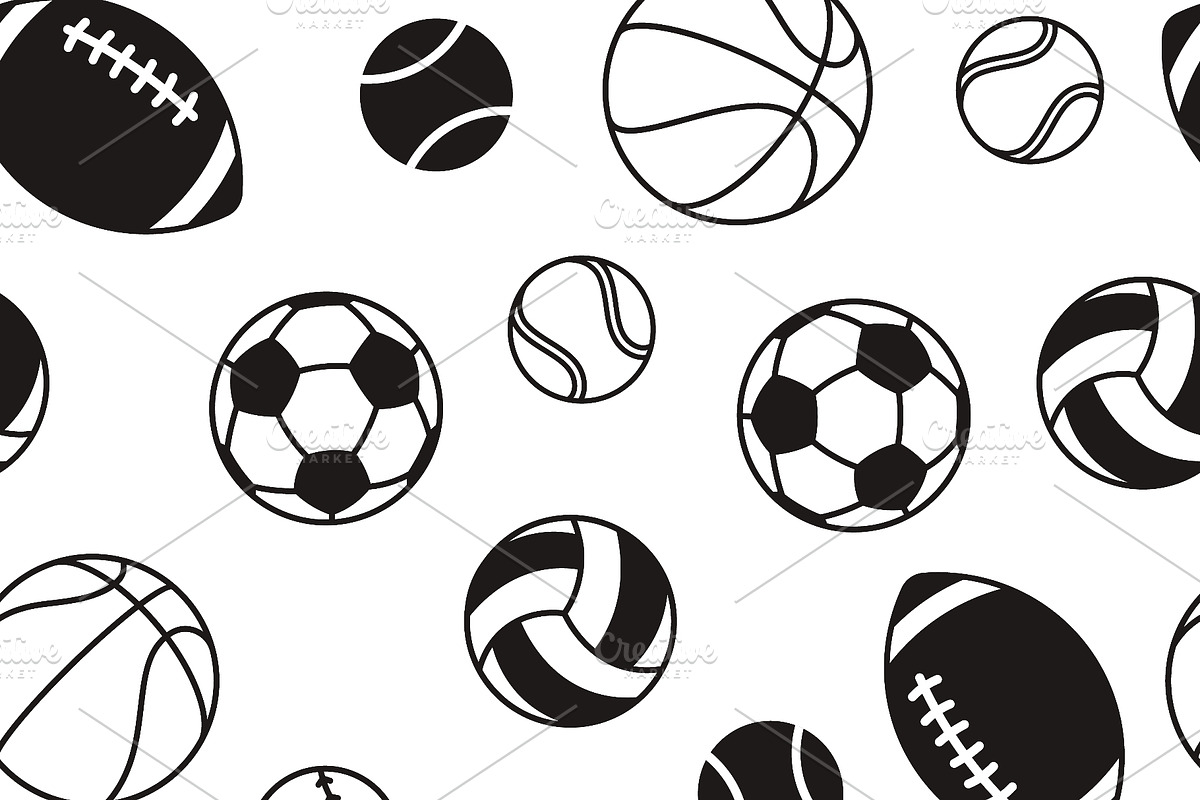 Sport balls seamless pattern, a Sport Illustration by LadadikArt (Photo 2 of 3)