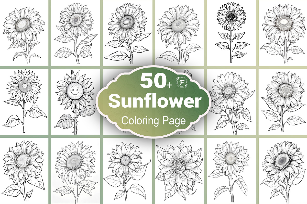 Sunflower Coloring Page, a Graphic by Forhadx5 (Photo 1 of 7)