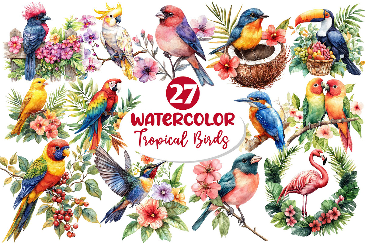 Tropical Birds Garden Clipart, an Icon by Dream Creation (Photo 1 of 6)