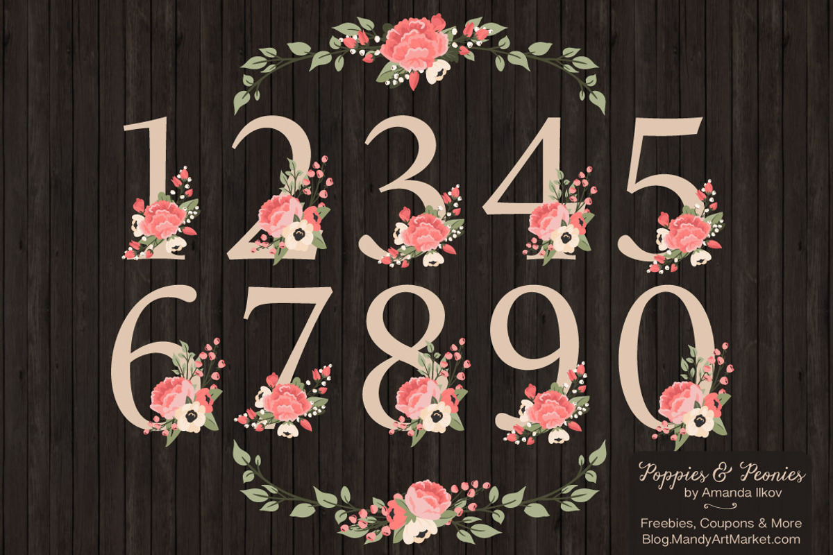 Coral Wedding Flower Numbers, an Illustration by Amanda Ilkov (Photo 2 of 5)