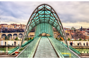 Bridge of peace in tbilisi georgia containing bridge, georgia, and, an Architecture Photo by Leonid Andronov