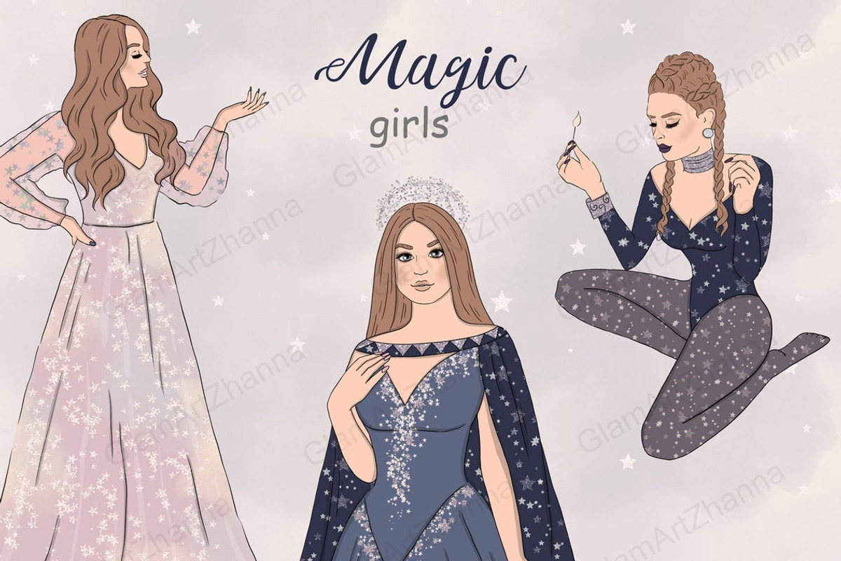 Magic Girls Clipart, a Person Illustration by GlamArtZhanna (Photo 1 of 4)