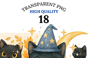 18 Black Cat Clipart, an Animal Illustration by Pati Charm Studio (Thumbnail 1 of 8)