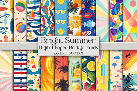 Bright Summer Digital Paper Backgrou, a Pattern Graphic by Libby Wishes