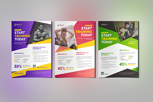 Fitness Gym Flyer Design Bundle, a Flyer Template by VectStock